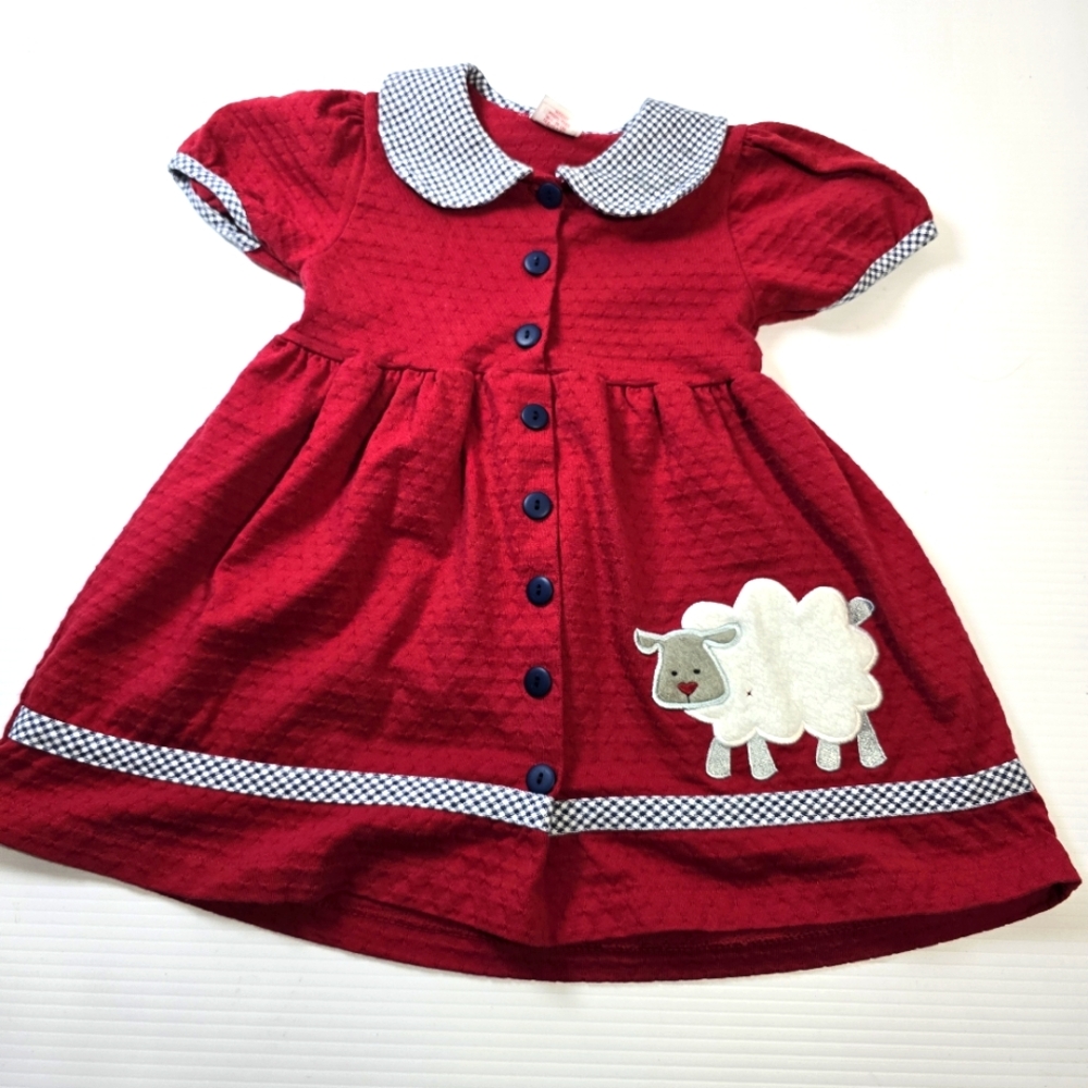 Vintage Buster Brown Dress 2T Sheep/Wine Red
